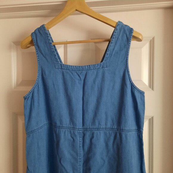 Vintage 90s J.G. Hook Midi Dress Womens Large Blue Denim Pinafore Jumper Modest - Picture 6 of 11